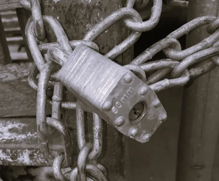 A secure padlock on an alarm response site