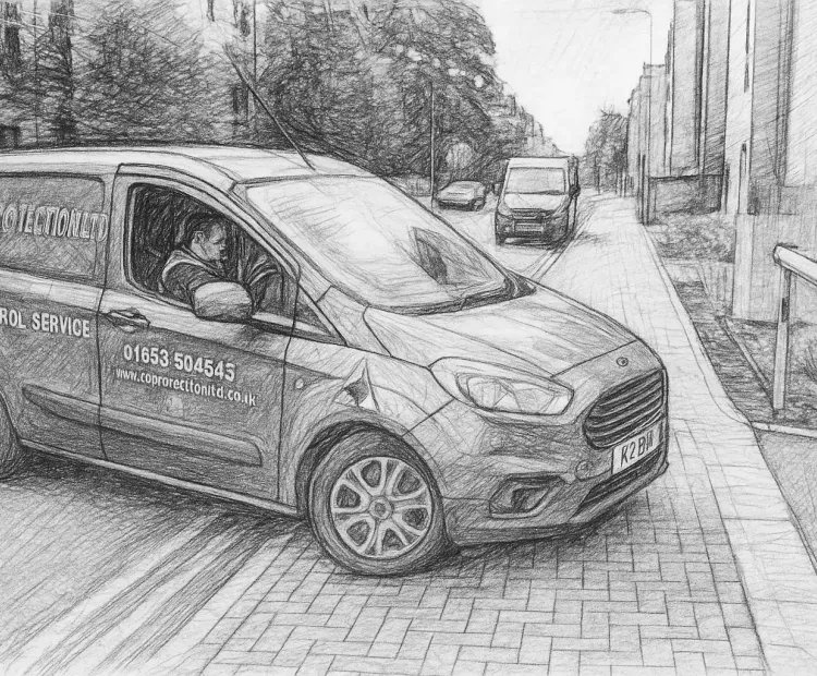 Image of a security patrol vehicle attending a site