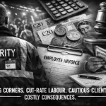 AI generated image from the article text depicting the decline of the security industry